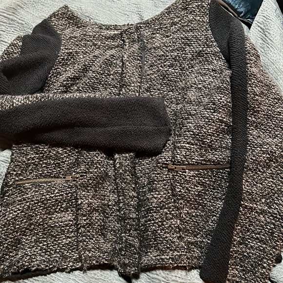 Cartonnier metallic contrast gray and black snap front blazer,cozy & stretchy - Picture 6 of 11